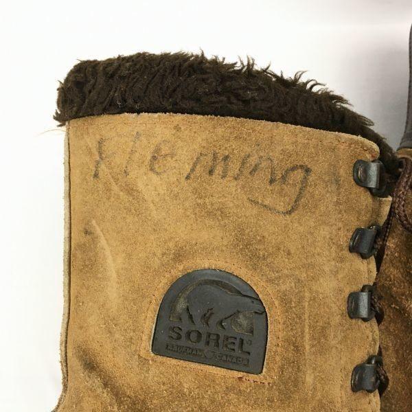 Sorel Vintage Canada Leather Snow Boots Lined Brown Size 7 25.0(USED)