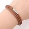 1pc Genuine Braided Leather Bracelet Classic Three Layer Stainless Steel Clasp Bracelet For Men Women Jewelry Making Charm Gifts