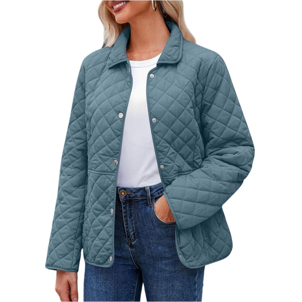 Damen Modische Einfarbige Langärmlige Geknöpfte Tasche Lässige Leichte Baumwolljacke