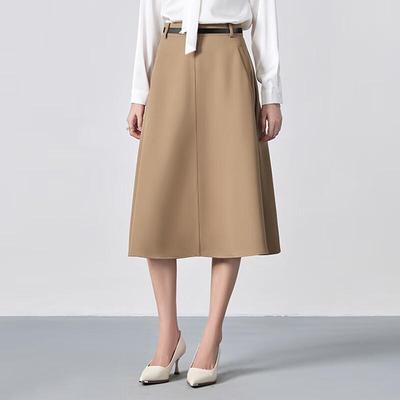 Teluoman Women's High-Waist A-Line Midi Skirt