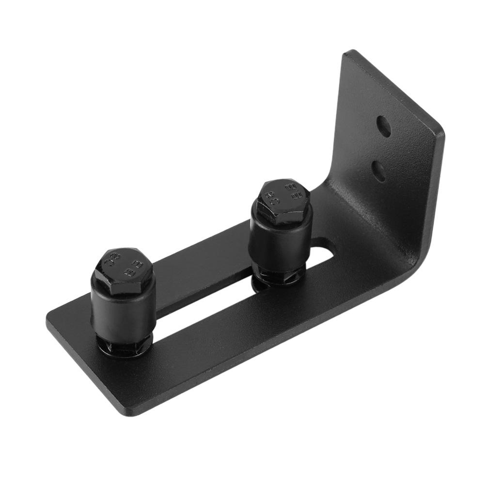 Podłoga do drzwi przesuwnych , Regulowane rolki ze stali węglowej Okucia do drzwi stodołowych Montaż ścienny Płaska konstrukcja podłogi Czarny Czarny