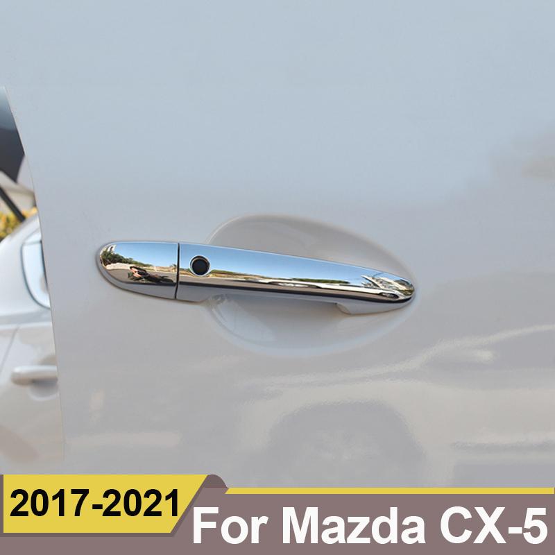 For MAZDA CX-5 CX5 KF 2017 2018    Carbon Fiber Car Door Handle Cover Trim Sticker Car Styling Accessories Overlay