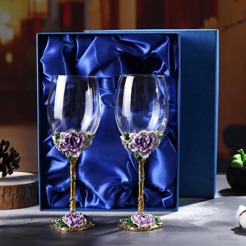 Peony Flower Red Wine Glass & Decanter Gift Set