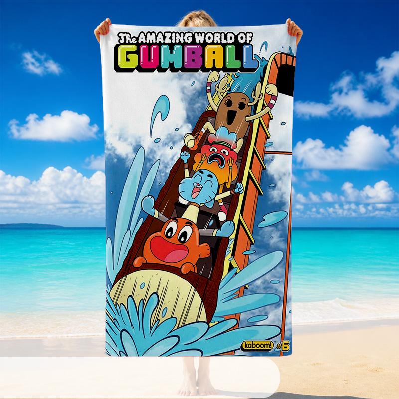 Quick Dry Beach Towel Amazing World of Gumball Pattern, Lightweight Absorbent Towel for Pool Beach Vacation Use
