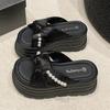 Fashion NEW 8CM Heels Wedge Slides Sandals Women Casual Outdoor Slippers Female Summer Non Slip Beach Slipper Walking Chunky Shoes Woman
