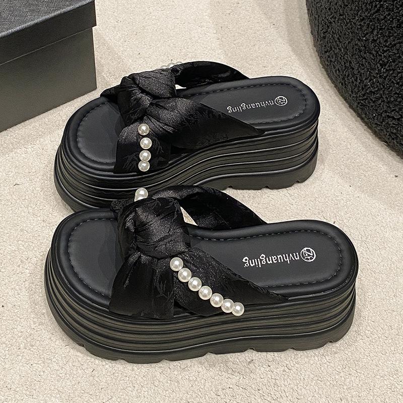 Fashion NEW 8CM Heels Wedge Slides Sandals Women Casual Outdoor Slippers Female Summer Non Slip Beach Slipper Walking Chunky Shoes Woman