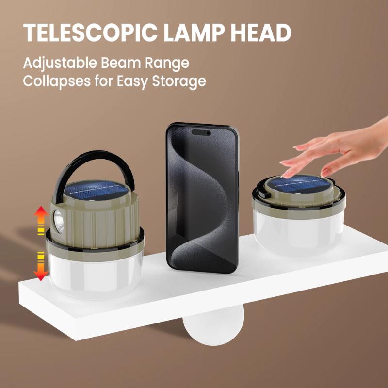 Solar Camping Light 2400Mah Rechargeable Led Ipx5 Waterproof Portable Emergency Lamp Outdoor Multifunctional Camping Light