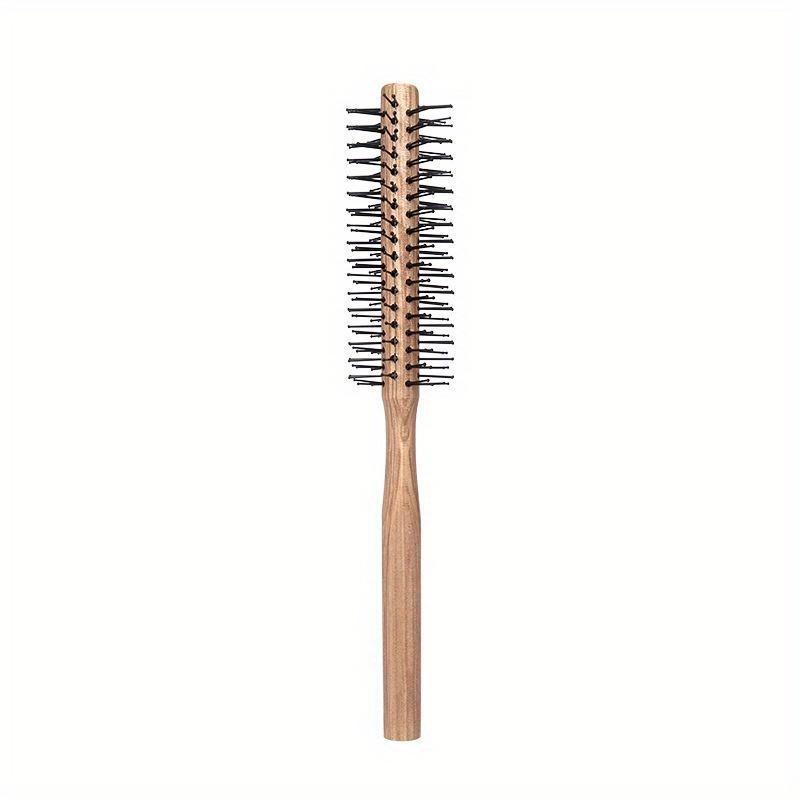 Wooden Handle Curling Brush Nylon Circular Hair Comb Curling Brush Professional Salon Styling Tool Special for Real Hair Wigs