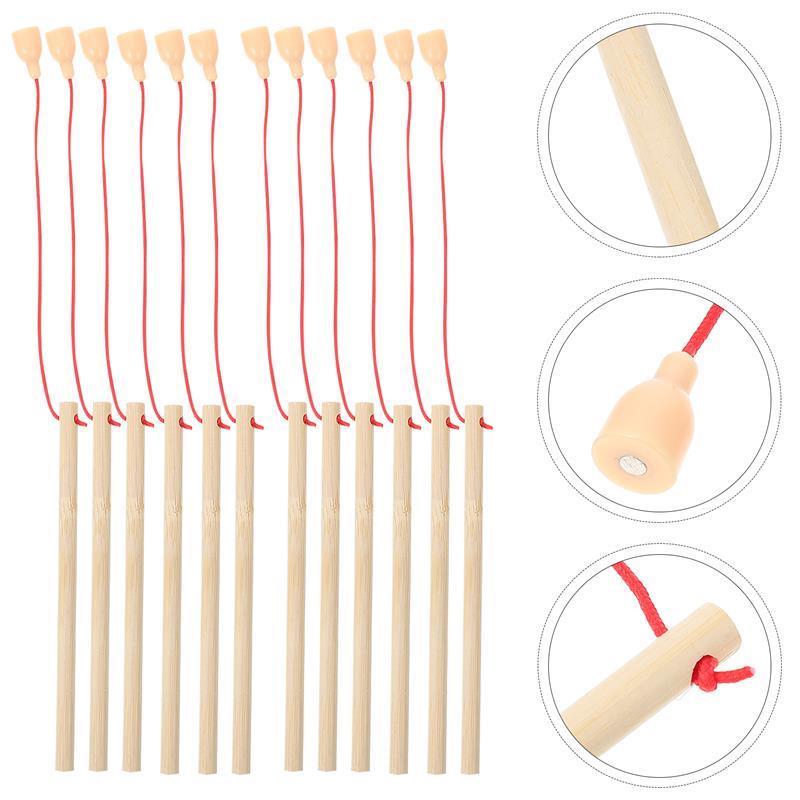 12pcs / Wooden Magnetism Fishing Poles Wood Fishing Rod Early Educationaltoys Kindergarten Kids Puzzle Toys 15cm