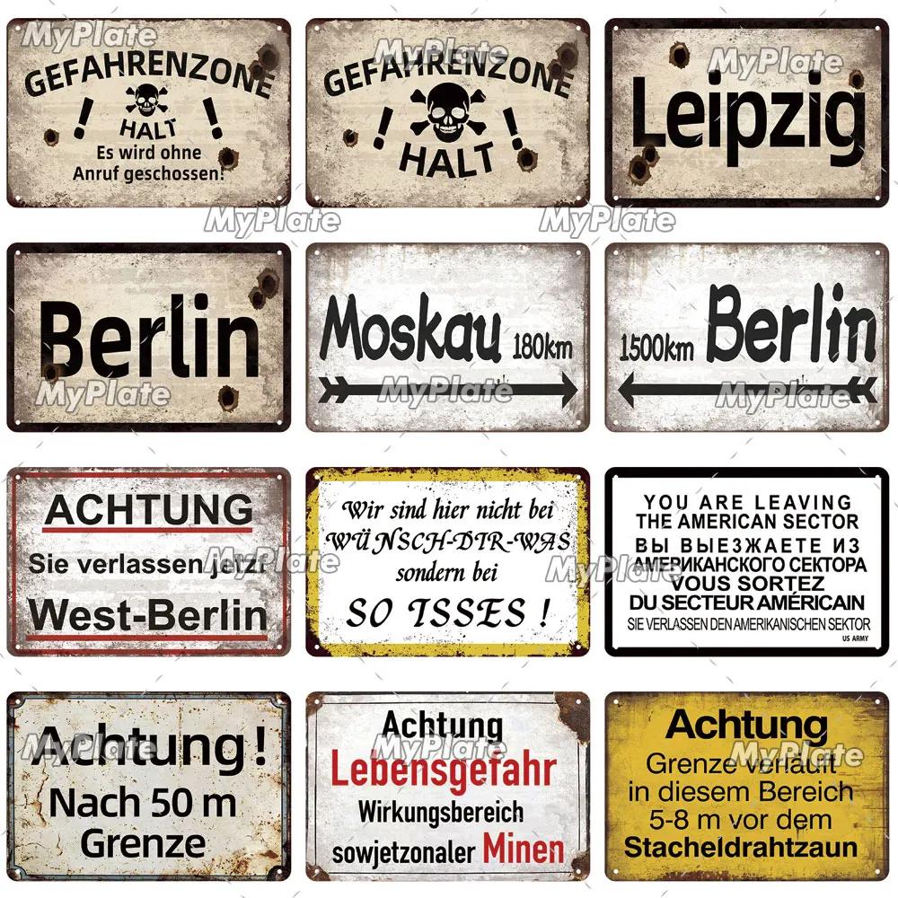 [MaPalte] Vintage German Achtung Sign Metal Sign Tin Sign Decoration Plaque Home Wall Door Decor Bar Sign Home Plate Poster