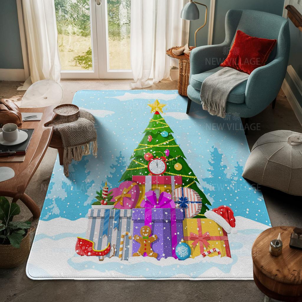 House Entrance Carpet Home Door Mat Living Room Bath Foot Bathroom Non-slip Water Absorption Rugs Bath Merry Christmas Winter