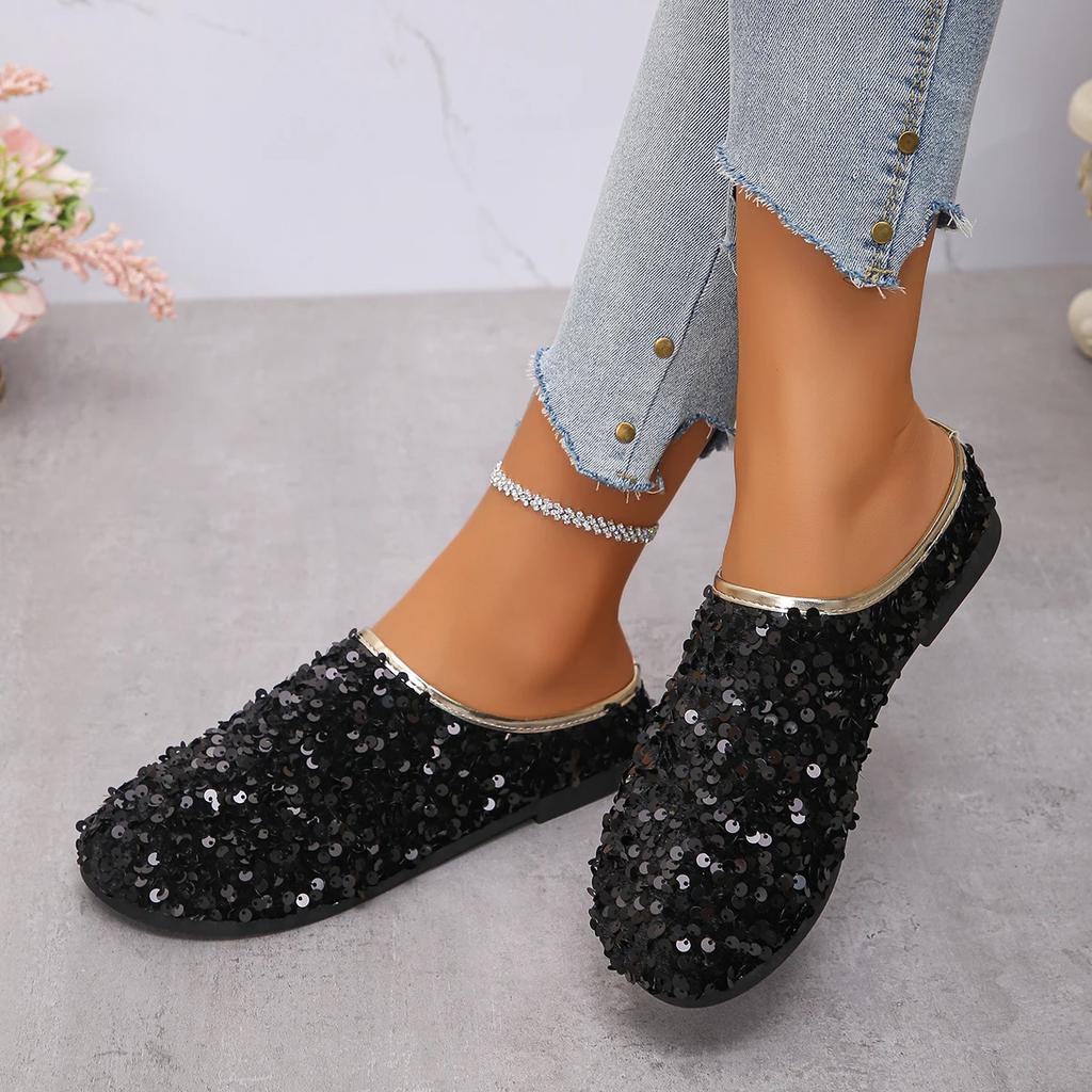 Fashion Women Flats Shoes New Wear Open-Toe Half Outdoor Loafers Women Large Size Soft Bottom Anti-Slip Sneakers Women Zapatos De Mujer