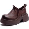 Fashion Spring Autumn British Big Head Genuine Leather Shoes for Women Thick Soled Platform Shoe Retro Height Increasing Women's Shoes