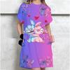 Summer Women's Home Nightgown with Slight Elasticity Women's Dress Plus Size Disney Stitch Print Dress Breathable and Comfortabl