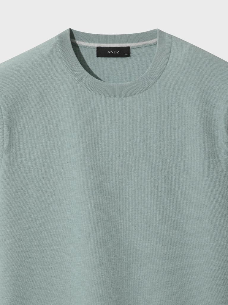 AND Z Men'S Slub Round Neck Short Sleeve T-Shirt_Blg2Er1001Mt