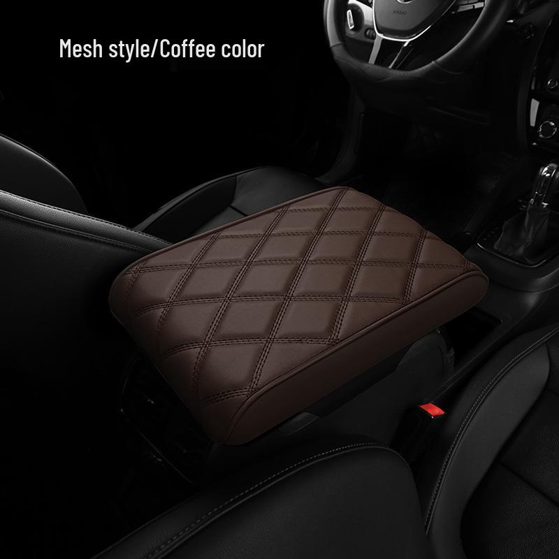 Diamond Quilted Nappa Leather Car Armrest Pad with Memory Foam