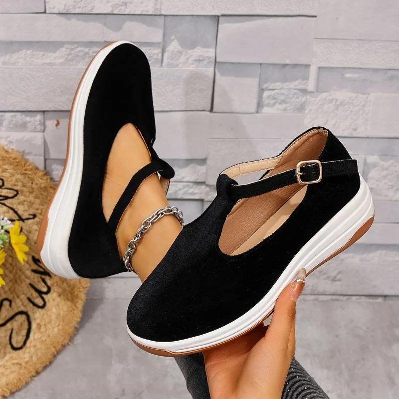 

Fashion Ladies Shoes 2025 Spring Buckle Strap Women s Vulcanize Shoes Outdoor Round Toe Women Sneakers Platform Women s Casual Shoes 36