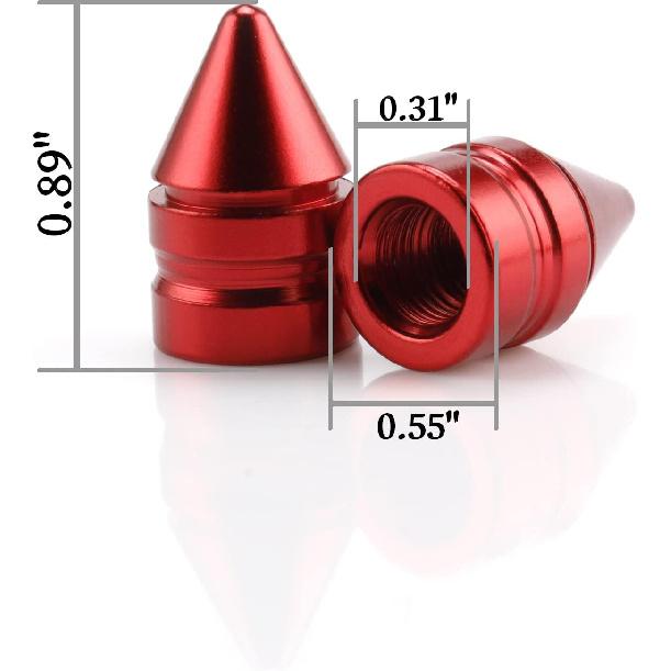 SINGARO Car Tire Valve Caps, 4 Pieces of Universal Aluminum Alloy Tire Trim Accessories Dust Tire Covers for Cars, Trucks, SUVs and Motorcycles(Red)