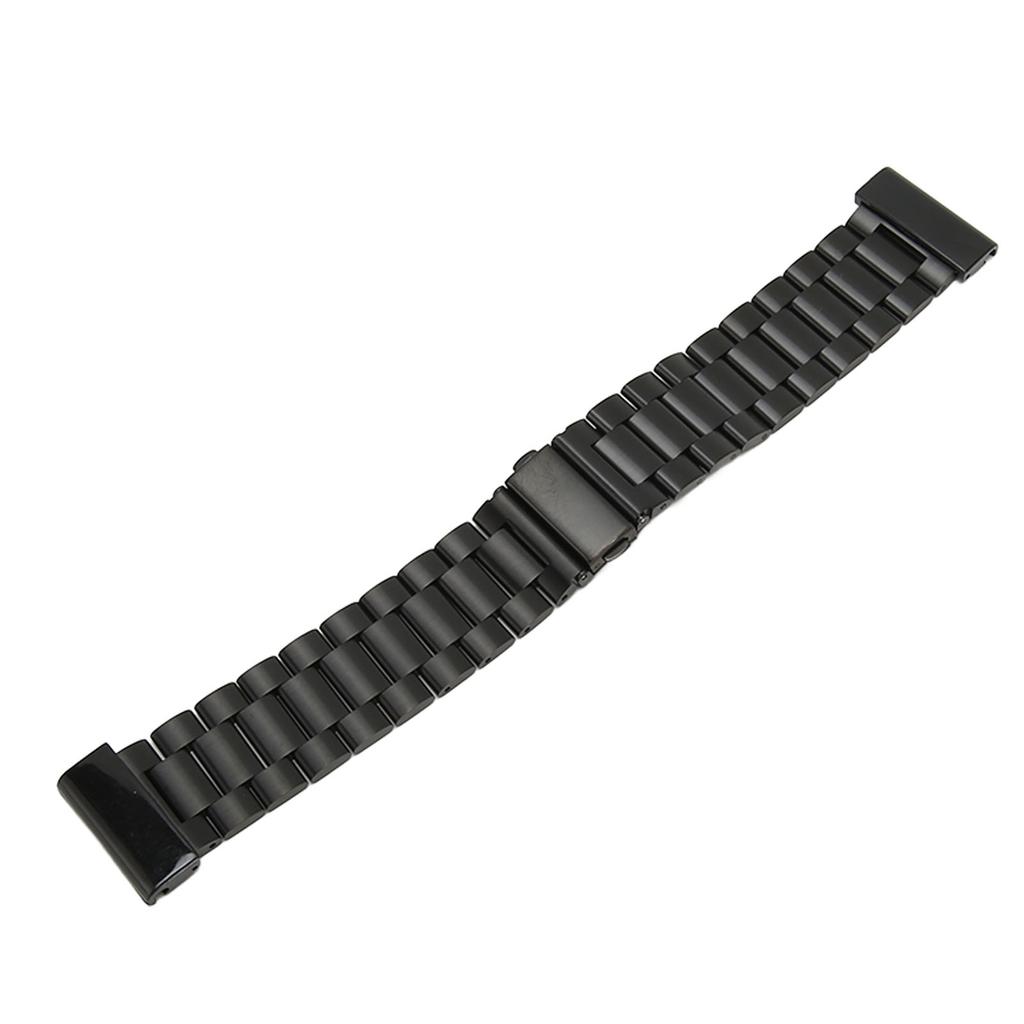 Stainless Steel Watchband Adjustable Replacement Watch Strap with 2 Snap Fastener 26mm for Fenix 7X 6X 5X Black