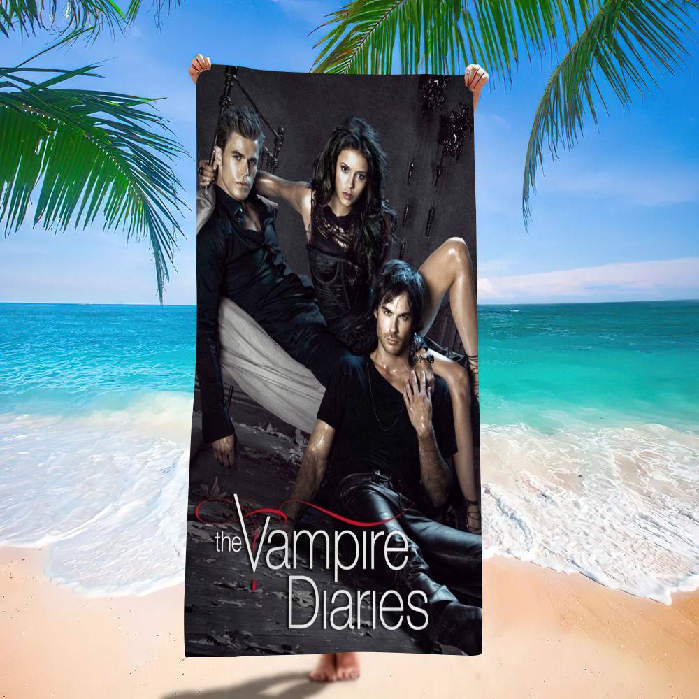 Klassischer Film The Vampire Diaries Mikrofaserdecke Schnelltrocknend Strandtücher Übergröße Druck Super Saugfähig