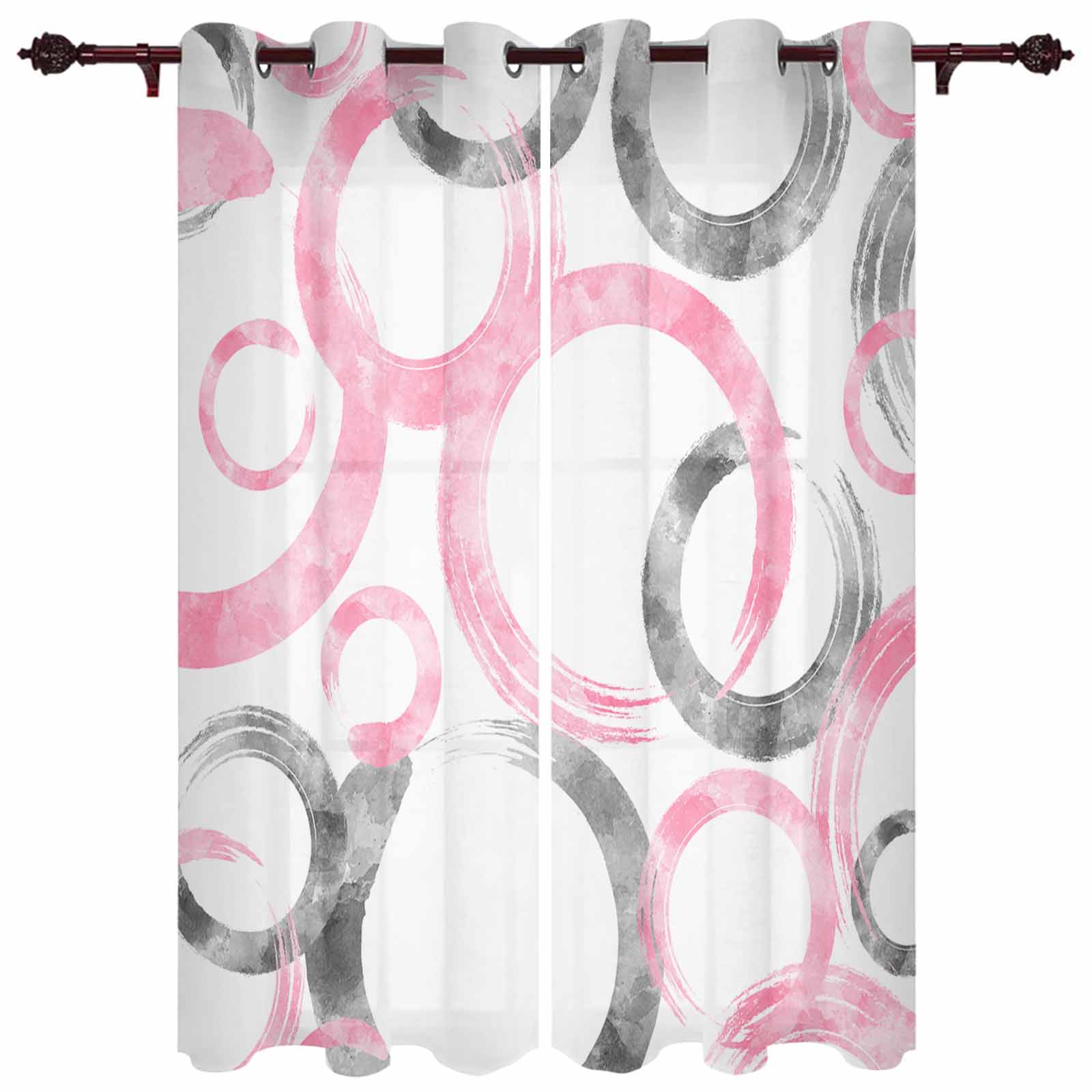 Занавеска для окна в фермерском стиле с акварельными точками и градиентом цвета морской — фото 19