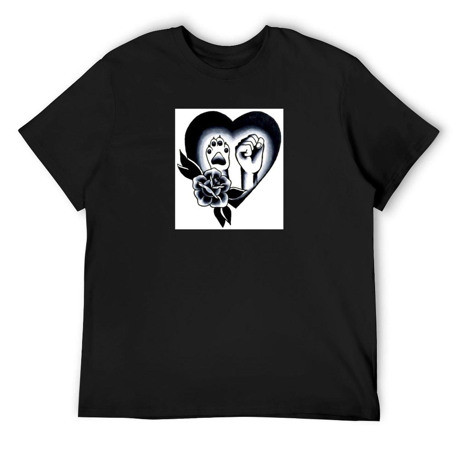 

Paws Up Traditional Heart and Rose T-Shirt summer clothes blanks boys animal print shirts graphic tees plus size men clothing 4XL