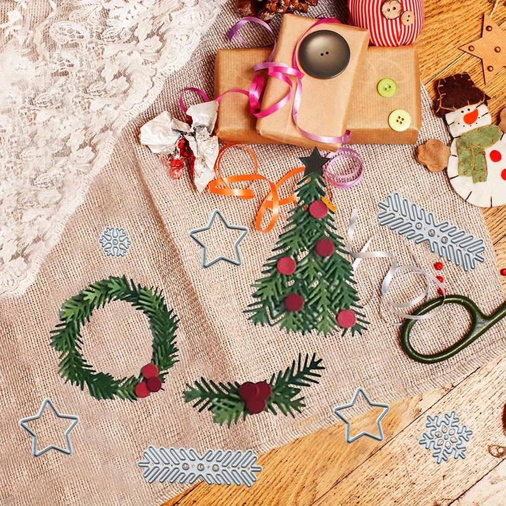 1PC Fustella a tema natalizio per realizzare biglietti, con un design di un albero di Natale e fiocchi di neve, perfetta per goffratura e creazione di biglietti