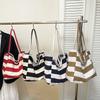 New Korean Version, Large-capacity Summer Contrasting Striped Tote Bag, Retro, Lazy Wind, Large-capacity Shoulder Underarm Women's Bag