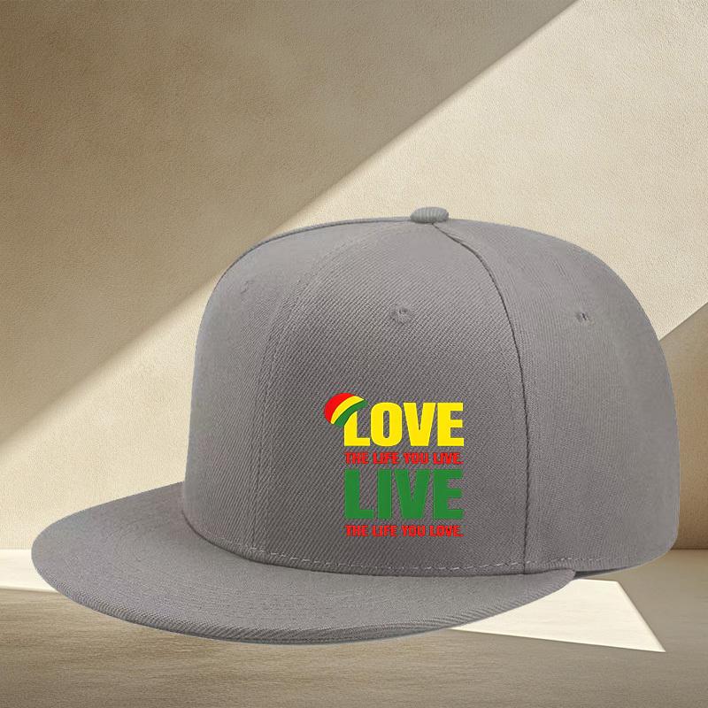 Love The Life You Live Rastafarian Flat Brim Cap Adjustable Hip Hop Snapback Hat Unisex Casual