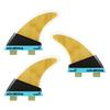 Bamboo Fiberglass Surfboard Fins, 3-Fin Set, Shortboard Accessories, MF Size, Single Twin Tabs (F 1 Bamboo)