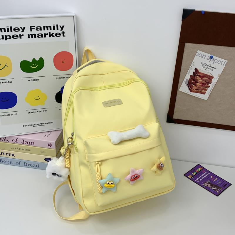 Large Capacity Schoolbag Female Simple Joker Japanese Ins Wind Campus Solid Color Backpack