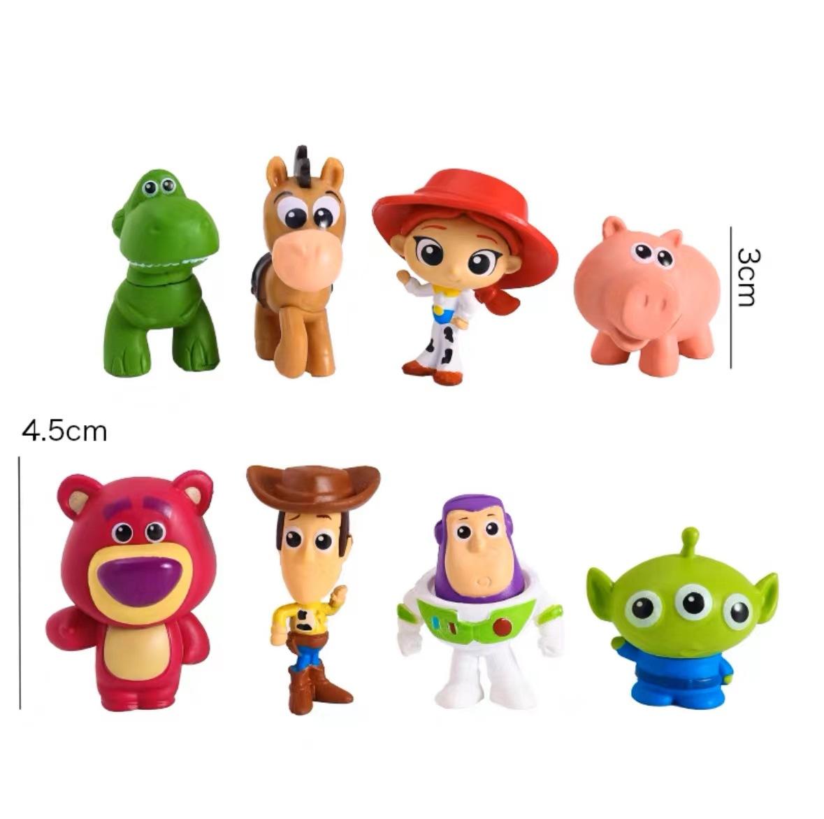 

8Pcs Anime Figures 4 Woody Buzz Lightyear 5Cm Q Version Action Small Dolls Kids Toy Sets Model For Kids Christmas Present