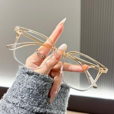 Anti Blue Light Flat Frame Korean Version Men's and Women's Generous Frame Trendy, Plain and Ultra Light Frame Glasses