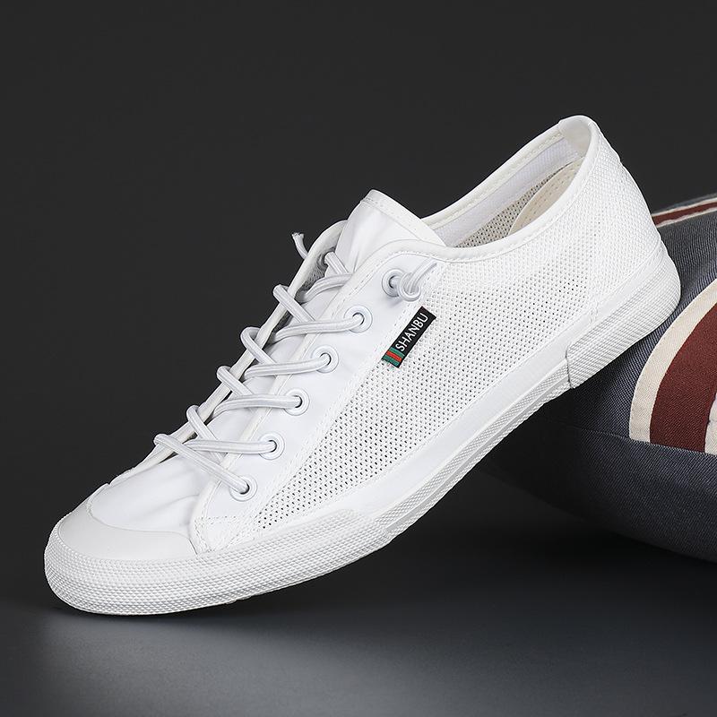 Men's Shoes Spring New Trendy Shoes Korean Version Mesh Breathable Canvas Shoes Low Top One Foot Pedal Shoes Men's Board Shoes