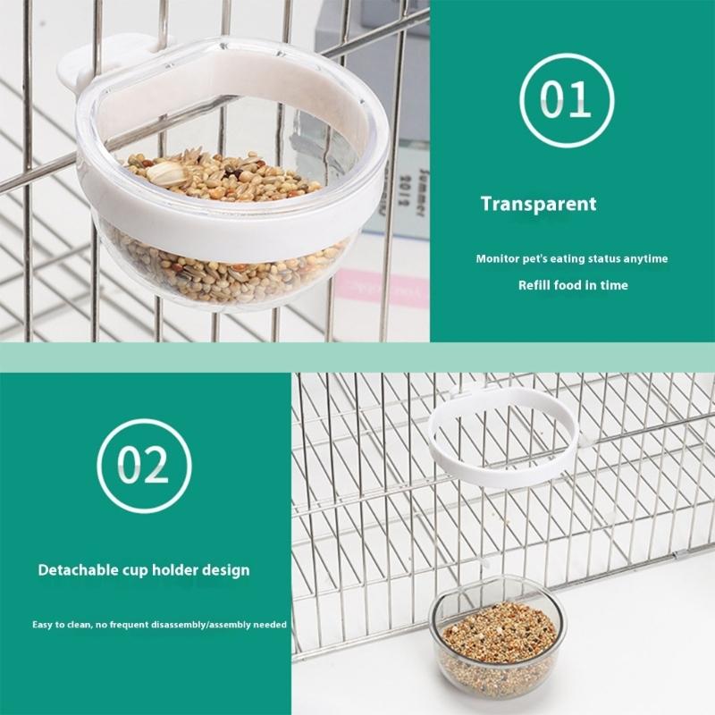 Set of 6 Clear Plastic Bird Cage Feeder Dish For Parakeets Cockatiels Easy To Clean Food Water Dispenser Pet Accessories