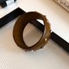 Punk Wooden Bracelet Wide Rivets Bangle Vintage Round Bracelet  Women