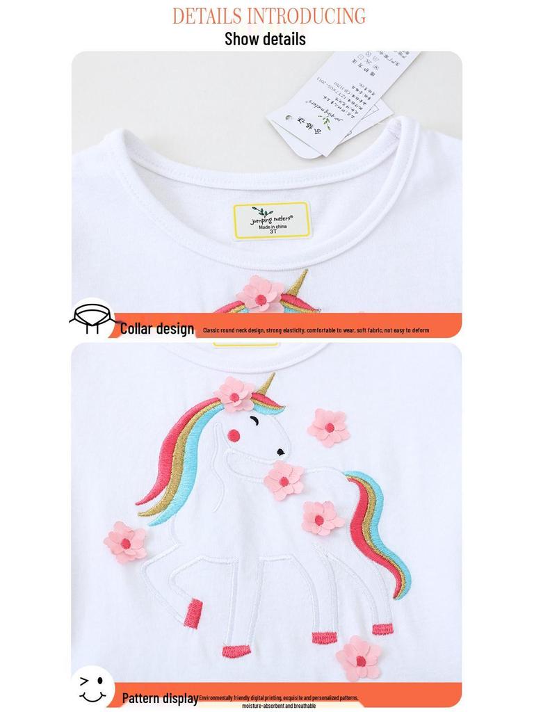 Summer Cross-Border Girls' Skirts: Stylish European & American Round Neck Dress with Short Sleeves for Little Girls