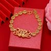 Antique Style Double Happiness Golden Mandarin Duck Women's Gold-Plated Bangle for Weddings