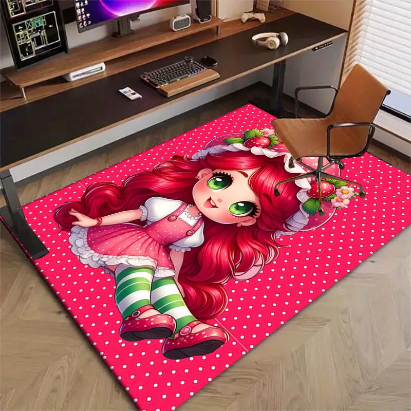 1pc Strawberry Princess6 Design Printed Area Rug Carpet for Bedroom Living Room Home Decor Rugs Mat Non Slip Mat Rug for Bedside