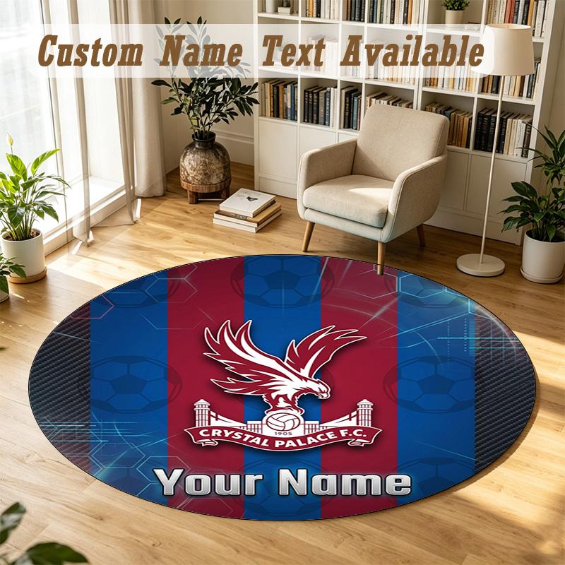 Round Rug Custom NameCrystal Palace Pattern Non Slip Carpet Home Floor Decor