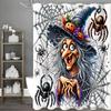 Halloween Wicked Witch Spider Web Spider Shower Curtain, Bathroom Decorative Shower Curtain, Waterproof Shower Curtain with Hook