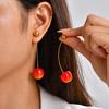 Orecchini Pendenti Unici in Ciliegio Rosso Massiccio da Donna, Orecchini con Pendente Frutta in Acciaio Inossidabile Placcato Oro, Gioielli Trendy da Festa