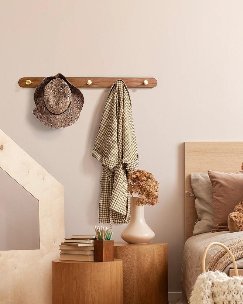 Solid Wood No-Punch Adhesive Coat Rack: Tiered Entryway/Wall/Door Mount Hanger