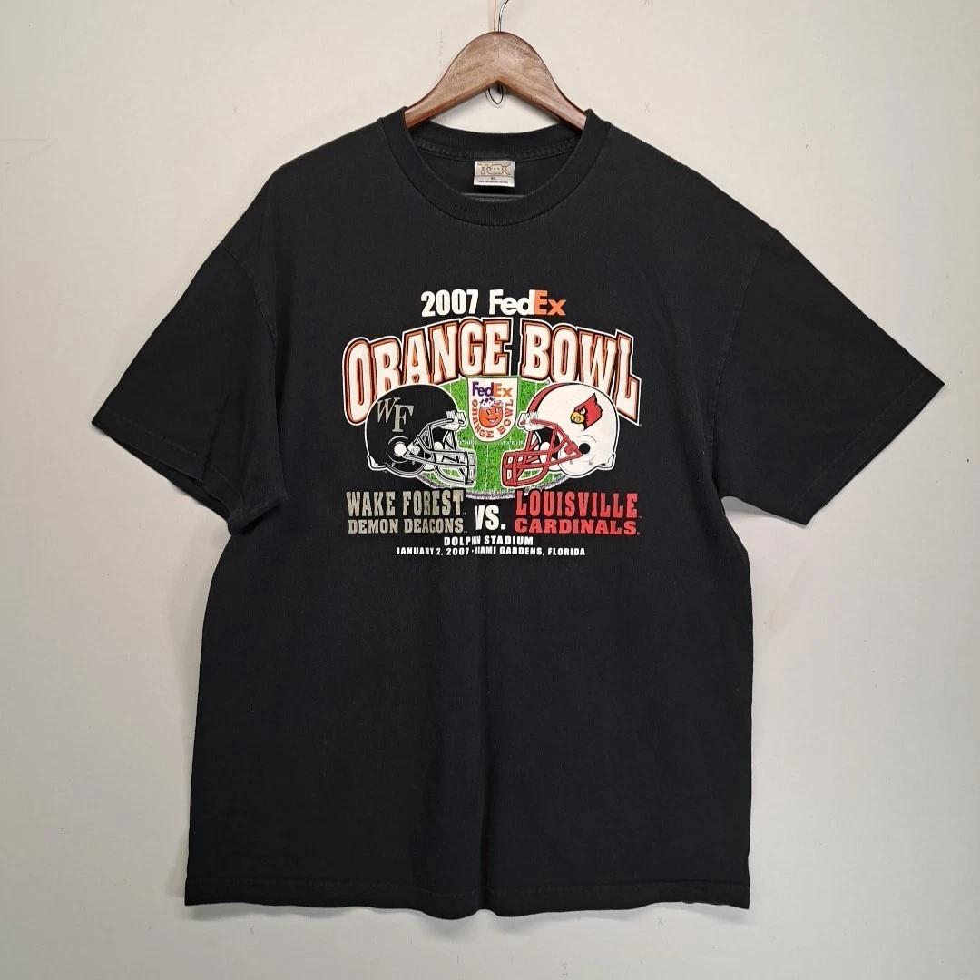 2007 Orange Bowl Wake Forest Louisville Cardinals Cotton Exchange T Shirt XL 2XL