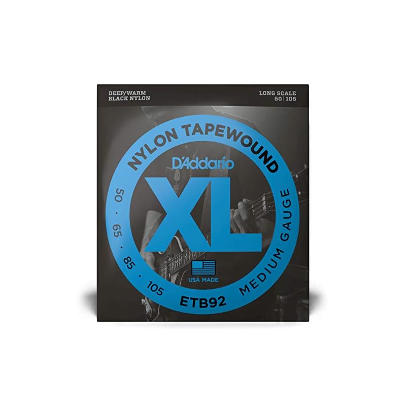 D'Addario ETB92 Černé struny pro basovou kytaru s nylonovým omotem, dlouhé, .050-.105mm [Oficiální japonský produkt]