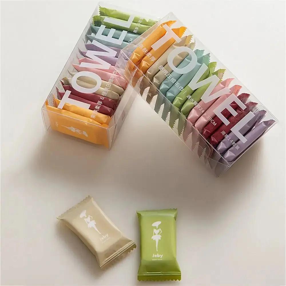 14 buc/cutie Prosop portabil de unică folosință Prosop de călătorie Comprimat îngroșat pentru curățarea feței Prosop pătrat de frumusețe