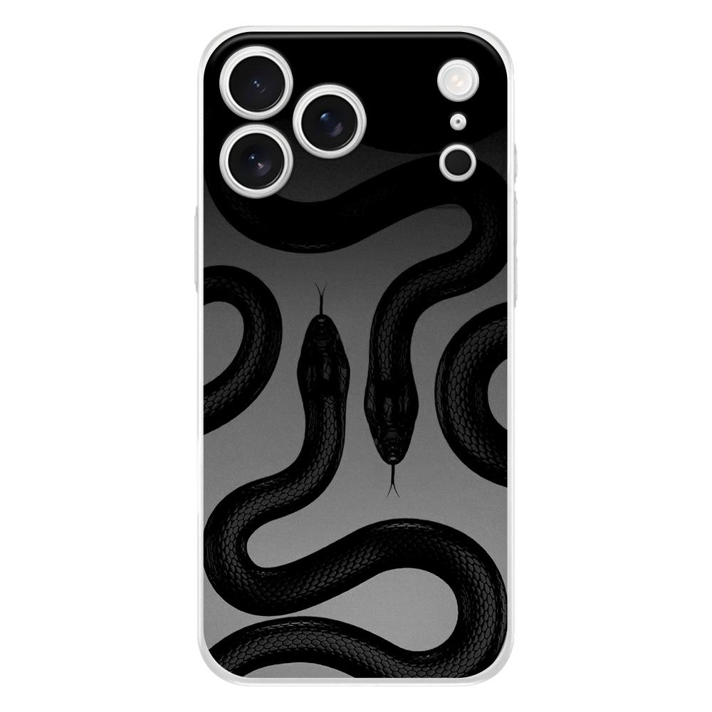 Soft Clear TPU Phone Case For iPhone 17 Air 16E 16 11 15 14 Pro MAX 12 13 7 8 Plus SE Easter Cover Protection Blossom Pink Snake