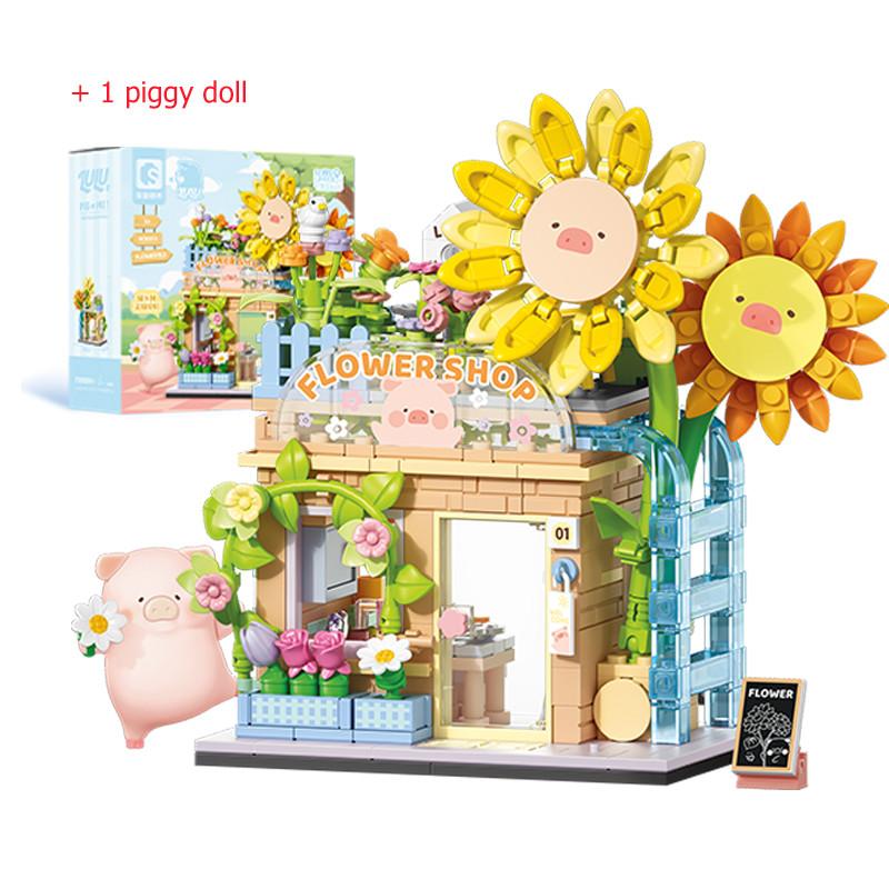 Non-Toxic Sembo City Streetscape Assemblage Building Blocks Dessert Burger Flower Shop Model Bricks Children Toys Kids Birthday Holiday Gifts
