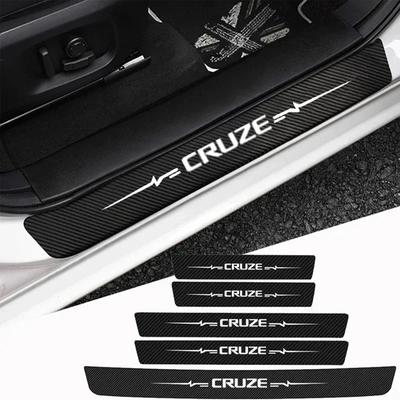 Leather Carbon Fiber Car Door Sill Threshold Protector Stickers for Cruze Badge Rear Trunk Anti Scratch Bumper Strips