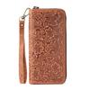 New Men's Genuine Cowhide Clutch Wallet Vintage Embossed Multi-Card Slots Wrist Strap Ready Stock Luxury Long Wallet